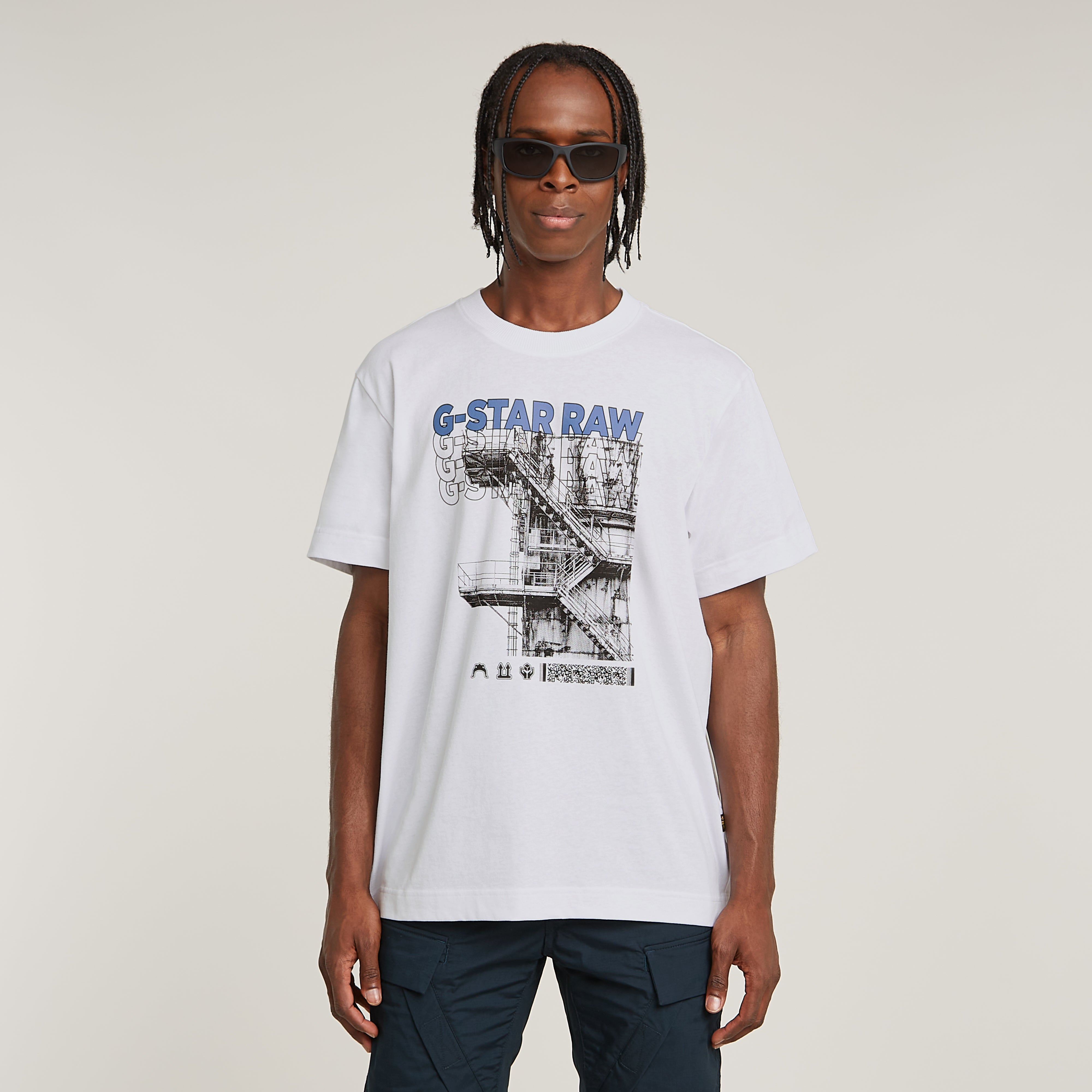 G STAR RAW "stairs gr loose r t" (WHITE)