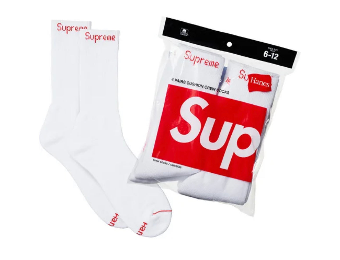 Supreme X Hanes (White) Crew Socks