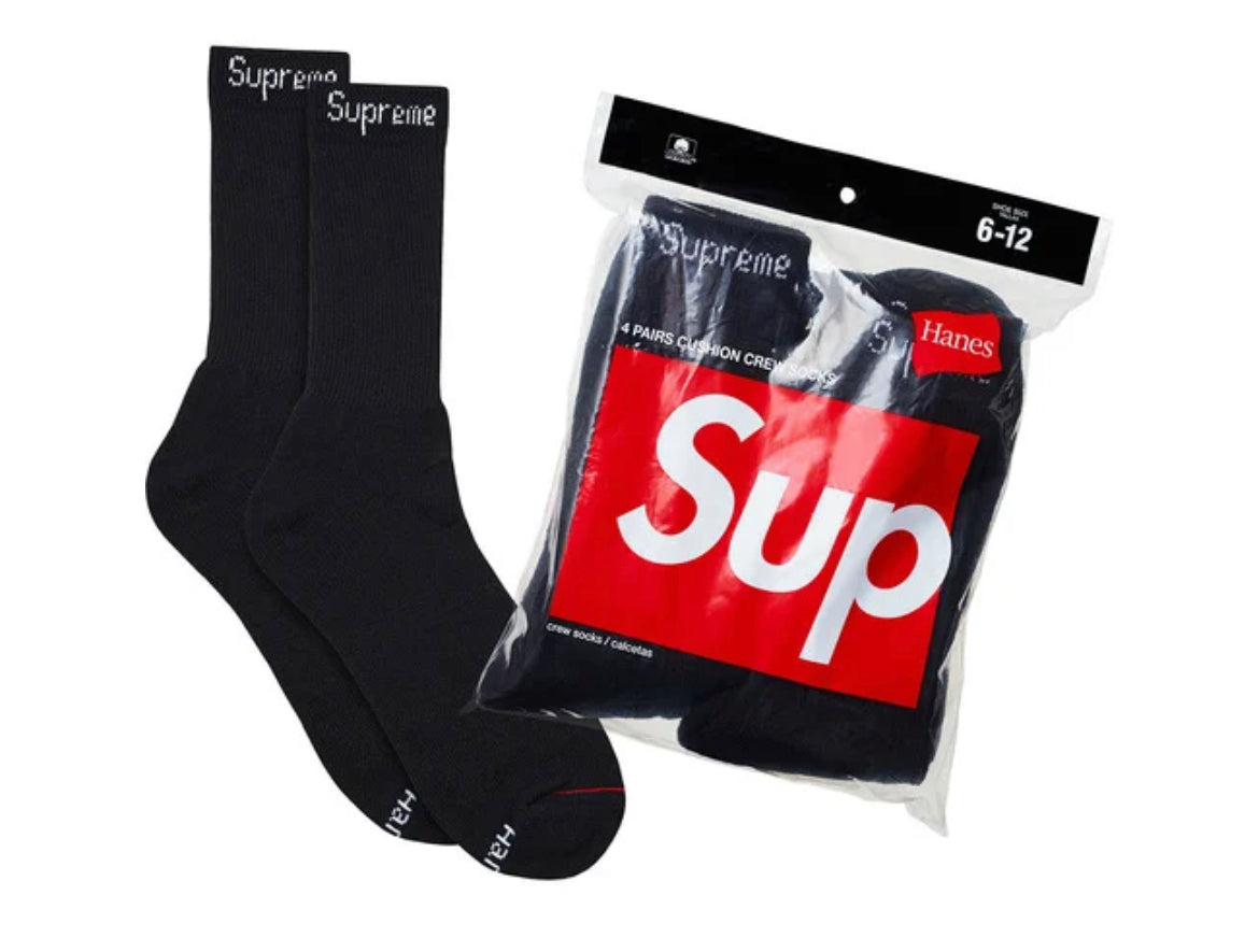 Supreme x Hanes (Black) Crew Socks